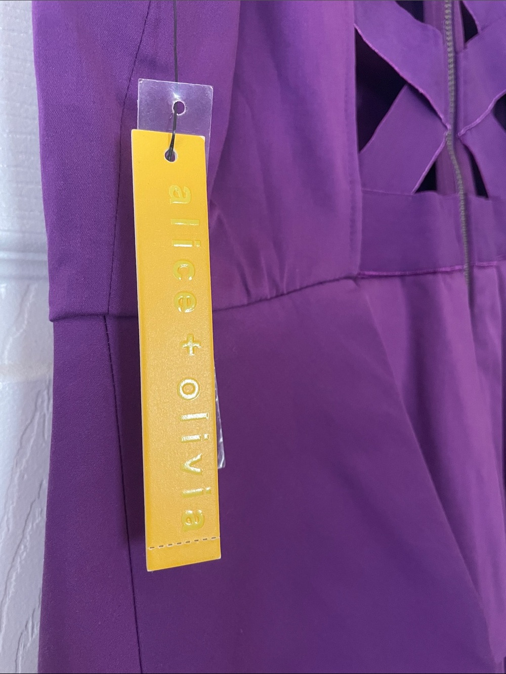 Alice + Olivia Purple Sleeveless Peplum Mini Dress Size 6 NWT Cocktail Party - Picture 6 of 8
